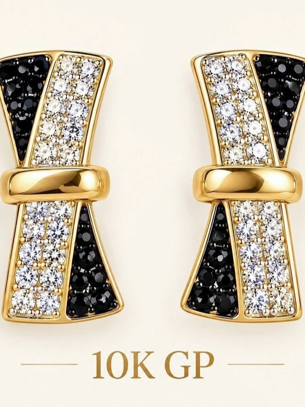 NIB Gold & Black Pave Crystal over lapped Earrings